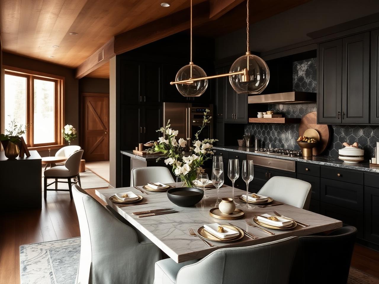 Designer kitchen in a luxury cabin