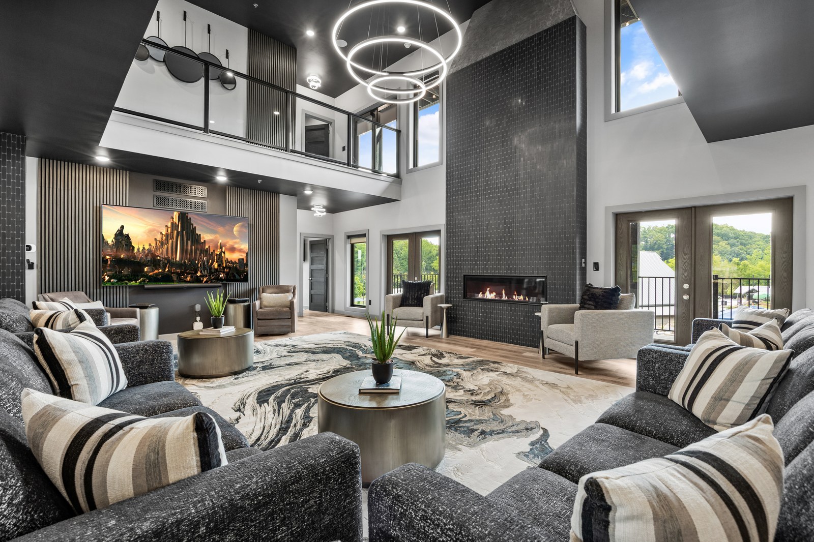 Architecturally inspired mountain cabin great room